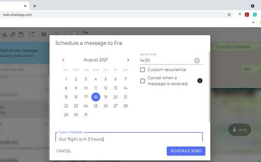 Cách lên lịch gửi tin nhắn trên WhatsApp Web
