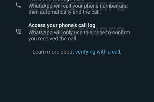 WhatsApp sẽ gọi điện thoại để xác nhận tài khoản