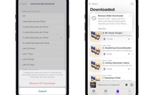 Apple Podcasts giúp tiết kiệm không gian lưu trữ