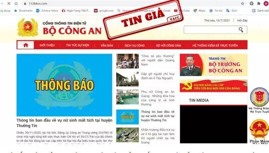 Giả mạo website Bộ công an nhằm chiếm đoạt tài sản