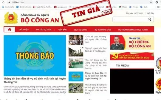 Giả mạo website Bộ công an nhằm chiếm đoạt tài sản