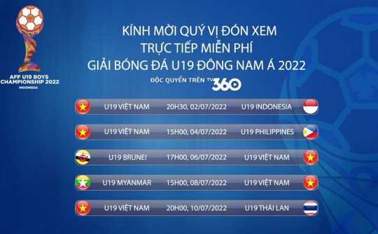 TV360 Viettel đồng sở hữu bản quyền phát sóng AFF U19 Championship 2022
