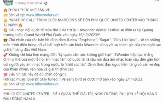 Cảnh báo website, fanpage mạo danh bán vé siêu nhạc hội Quốc tế