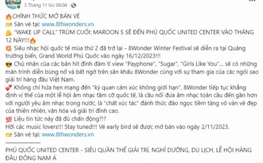 Cảnh báo website, fanpage mạo danh bán vé siêu nhạc hội Quốc tế