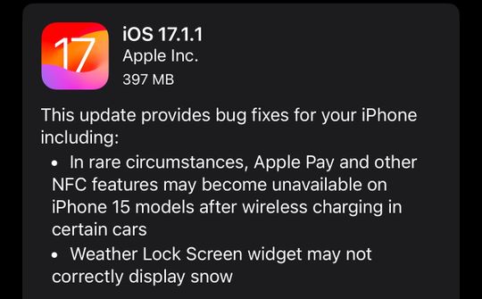 iOS 17.1.1 sửa lỗi phát sinh của sạc iPhone 15