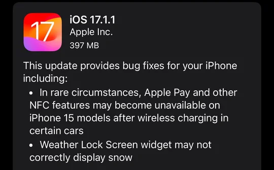 iOS 17.1.1 sửa lỗi phát sinh của sạc iPhone 15