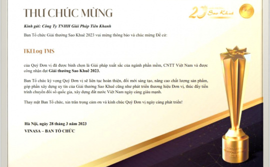 TKSolution được vinh danh tại buổi lễ trao giải thưởng Sao Khuê 2023