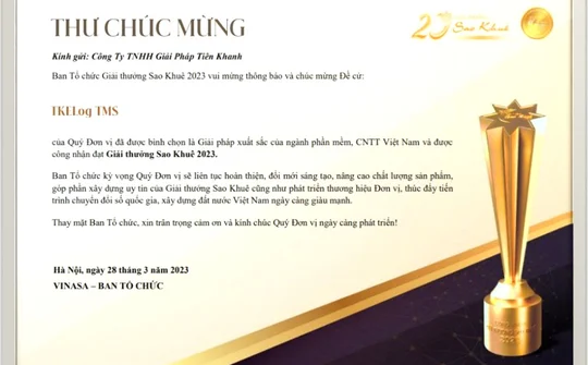 TKSolution được vinh danh tại buổi lễ trao giải thưởng Sao Khuê 2023