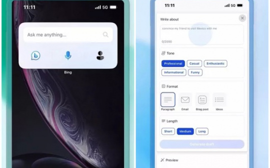 Microsoft tung widget Bing Chat cho nền tảng Android và iOS