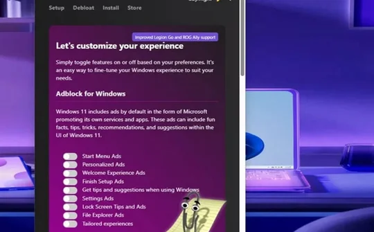 Ứng dụng giúp chặn quảng cáo Windows 11 tích hợp