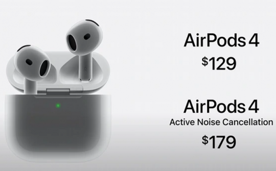 AirPods 4 sẽ được bán ra từ ngày 20/9, giá từ 129 USD