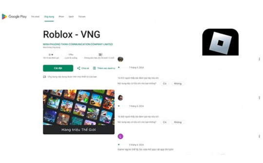 Roblox VNG hiện bị nhiều đánh giá 1 sao trên kho ứng dụng