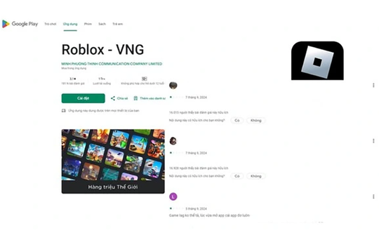 Roblox VNG hiện bị nhiều đánh giá 1 sao trên kho ứng dụng