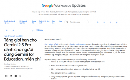 Google tặng miễn phí mô hình AI mạnh nhất cho ngành giáo dục