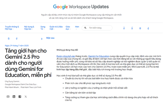 Google tặng miễn phí mô hình AI mạnh nhất cho ngành giáo dục