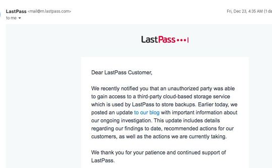LastPass lại cảnh báo khách hàng vì bị đánh cắp dữ liệu