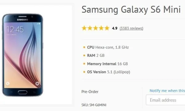 Galaxy S6 mini, Samsung, smartphone tầm trung