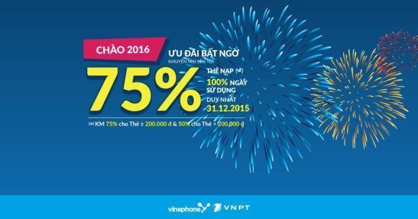 VinaPhone khuyến mại 75% mệnh giá thẻ nạp điện thoại