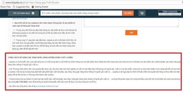 Cam kết về hàng giả, hàng nhái, hàng không đúng chất lượng trên Lazada.vn.