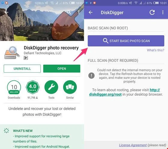 DiskDigger photo recovery: Khôi phục dữ liệu đã xóa trên smartphone
