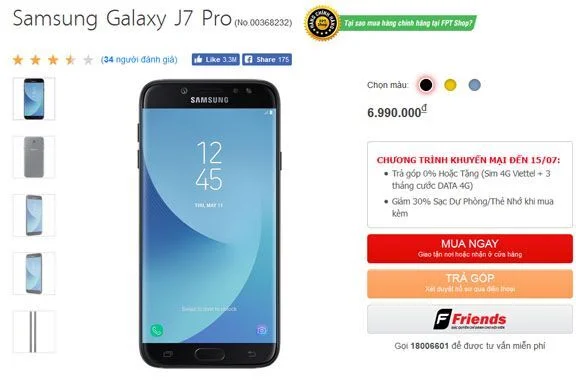 Galaxy J7 Pro vừa chính thức lên kệ tại thị trường Việt Nam