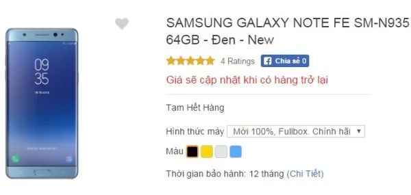 Giá bán Galaxy Note FE xách tay vẫn quá đắt