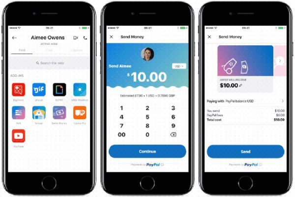 Các thao tác chuyển tiền qua PayPal từ ứng dụng Skype diễn ra khá dễ dàng /// Ảnh: Skype
