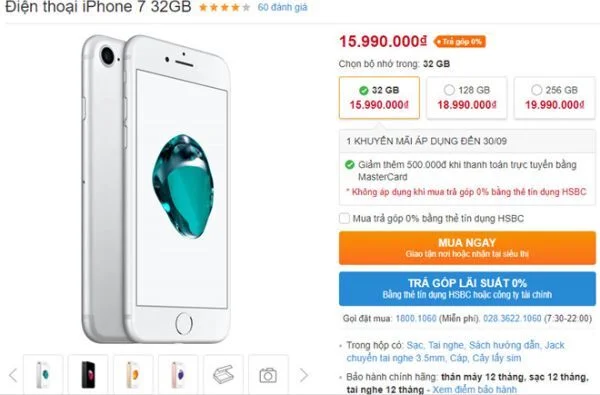 Bộ đôi iPhone 7 và 7 Plus đồng loạt giảm giá 1-1,5 triệu đồng