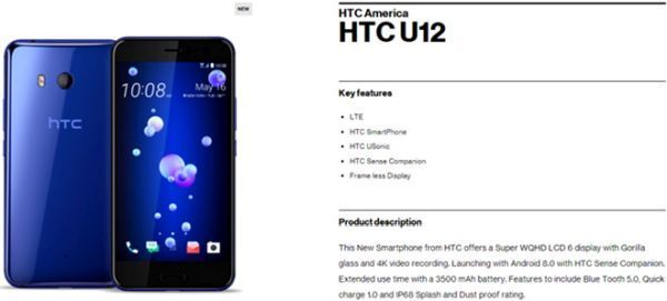 HTC U12 xuất hiện với viền 