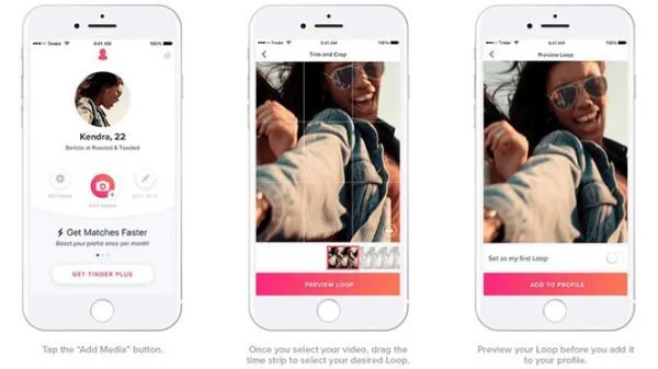 Tinder triển khai tính năng chia sẻ video ngắn đến thiết bị iOS