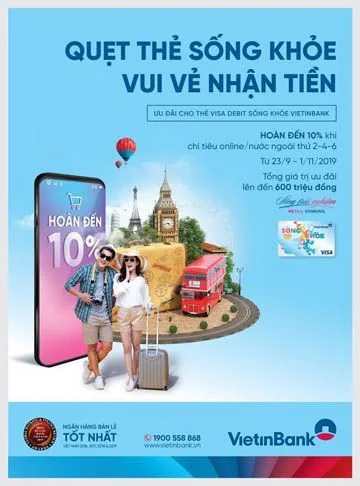 VietinBank hoàn đến 500.000 VND khi chi tiêu bằng thẻ Visa debit Sống khỏe