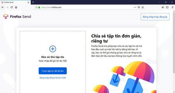 Firefox Send được cung cấp hoàn toàn miễn phí