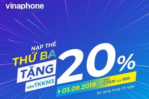VinaPhone tung 2 chương trình khuyến mại nạp thẻ trong ngày 3/9