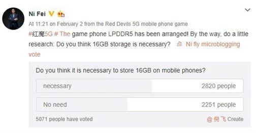 Nubia Red Magic 5G sẽ sở hữu RAM 16GB