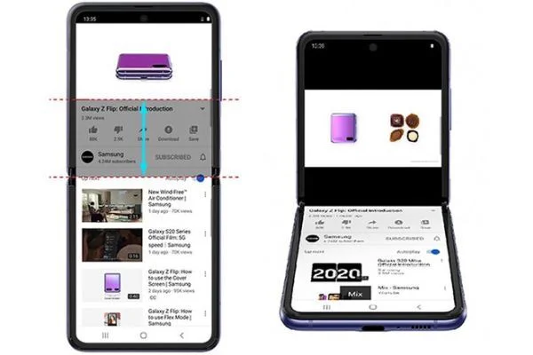 Ứng dụng YouTube hỗ trợ chế độ Flex cho Galaxy Z Flip