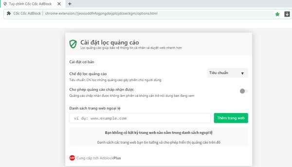 quảng cáo trực tuyến, Cốc Cốc, Adblock Plus, loại bỏ các quảng cáo xấu, lọc quảng cáo,