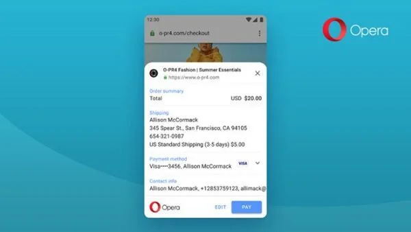 Opera cho Android 59 thêm khả năng thanh toán trực tuyến