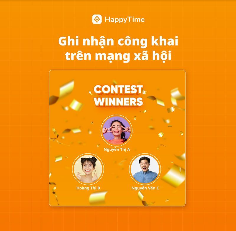 Ghi nhận, khen thưởng nhân viên kịp thời với bảng tin HappyTime