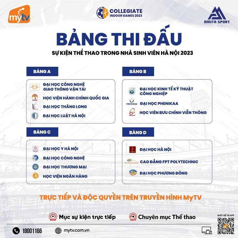MyTV độc quyền phát trực tiếp giải đấu Collegiate Indoor Games 2023