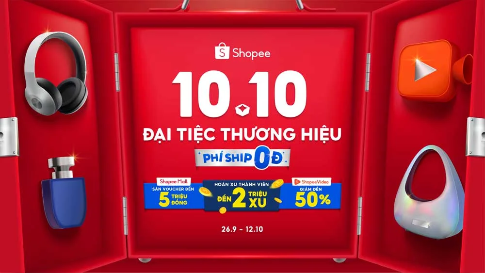 Shopee tung nhiều ưu đãi hấp dẫn tại “10.10 Đại Tiệc Thương Hiệu”
