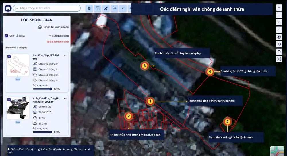 Làm sạch cơ sở dữ liệu đất đai với công nghệ viễn thám và GeoAI