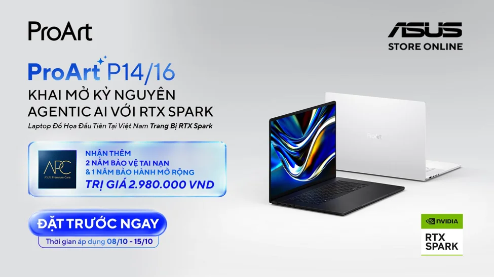 ASUS mở đặt trước mẫu laptop đồ họa ProArt P16 trang bị RTX Spark thế hệ mới