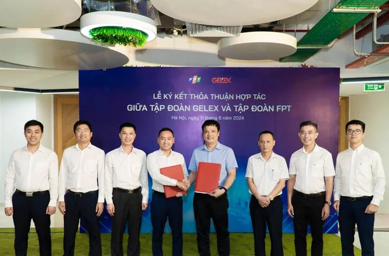 Lãnh đạo GELEX và FPT tại Lễ ký kết thỏa thuận hợp tác